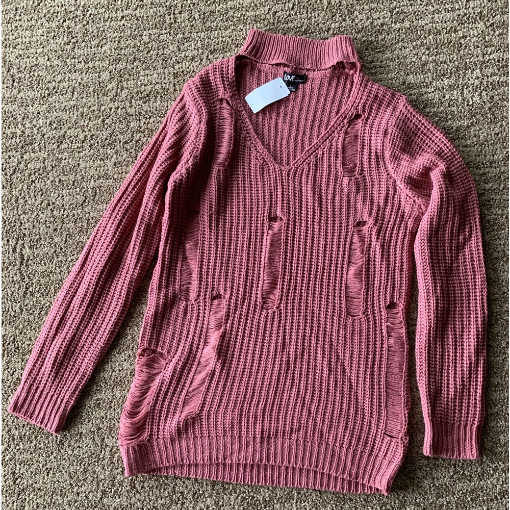 Live by Chelsey cut out ripped look sweater